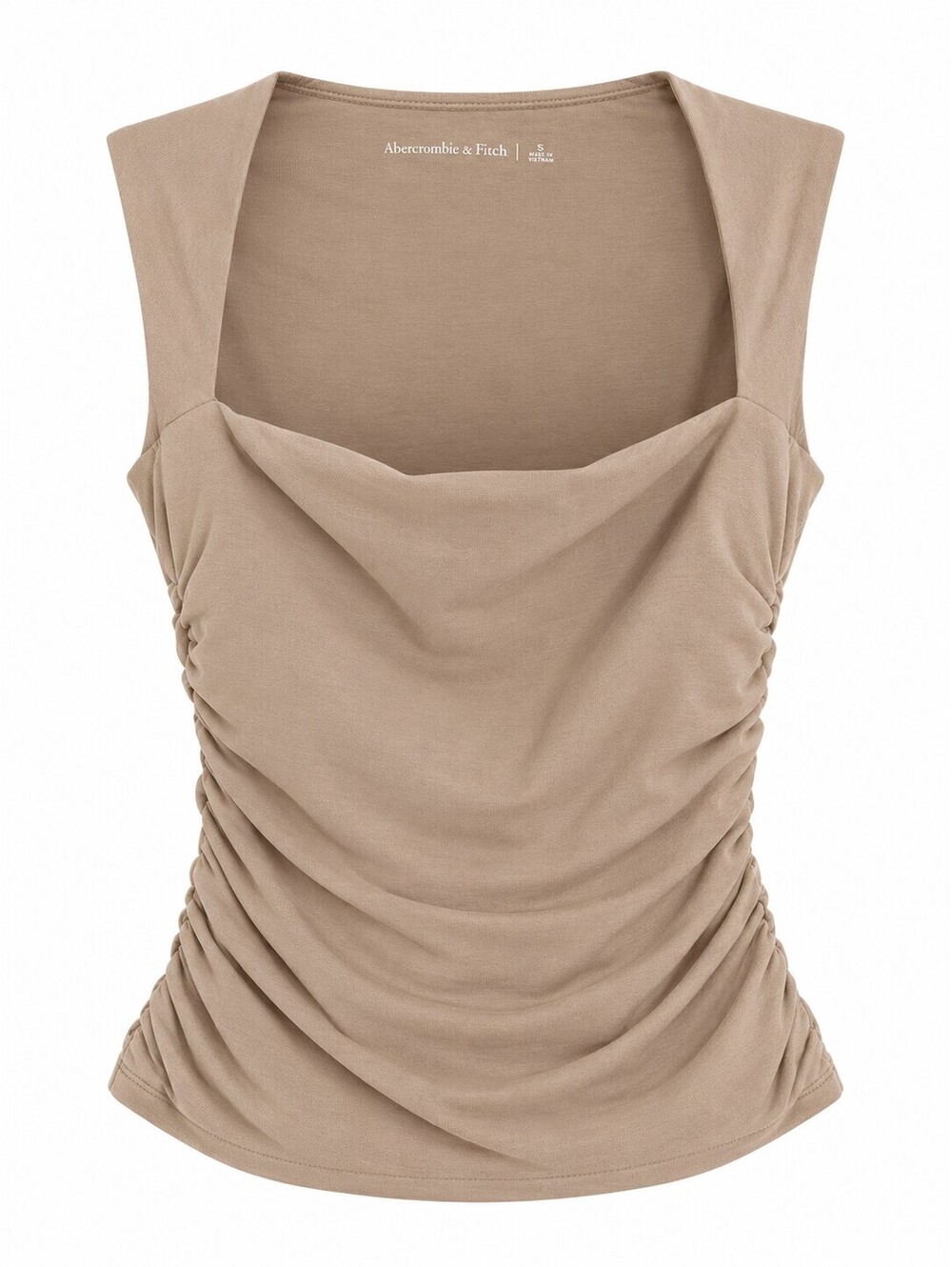 Abercrombie & Fitch Womenâs S Taupe Draped Cowl Neck Ruched Tank Top